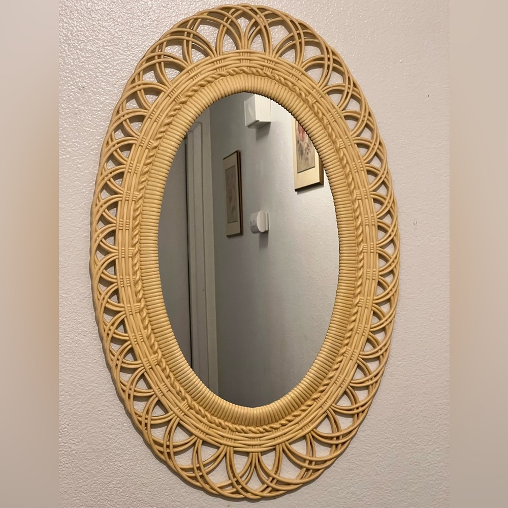 Burwood Products Company - Faux Yellow Wicker Wall Mirror